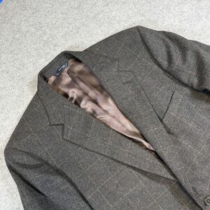 Brooks Brothers Sport Coat Mens 43L Gray Wool Plaid Two Button Made In Italy